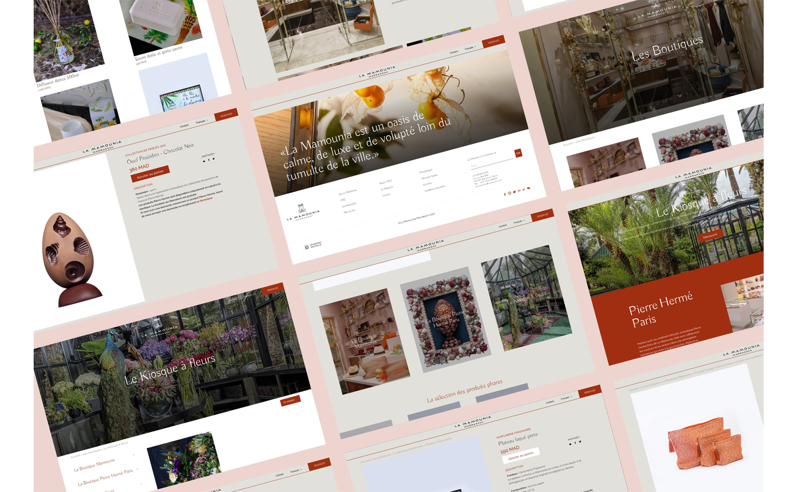 Vues desktop du site e-commerce de La Mamounia